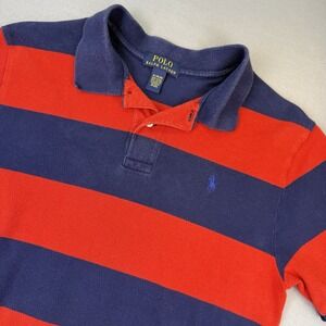 Polo Ralph Lauren Blue & Red Striped Short Sleeve Shirt Boys XL (18-20)